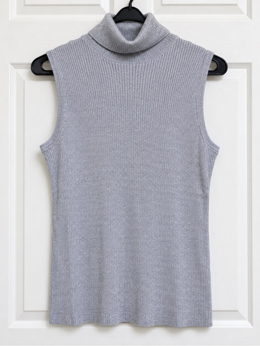 NWT Diane Gilman Collection Silk Lurex Sleeveless Turtleneck Sweater M